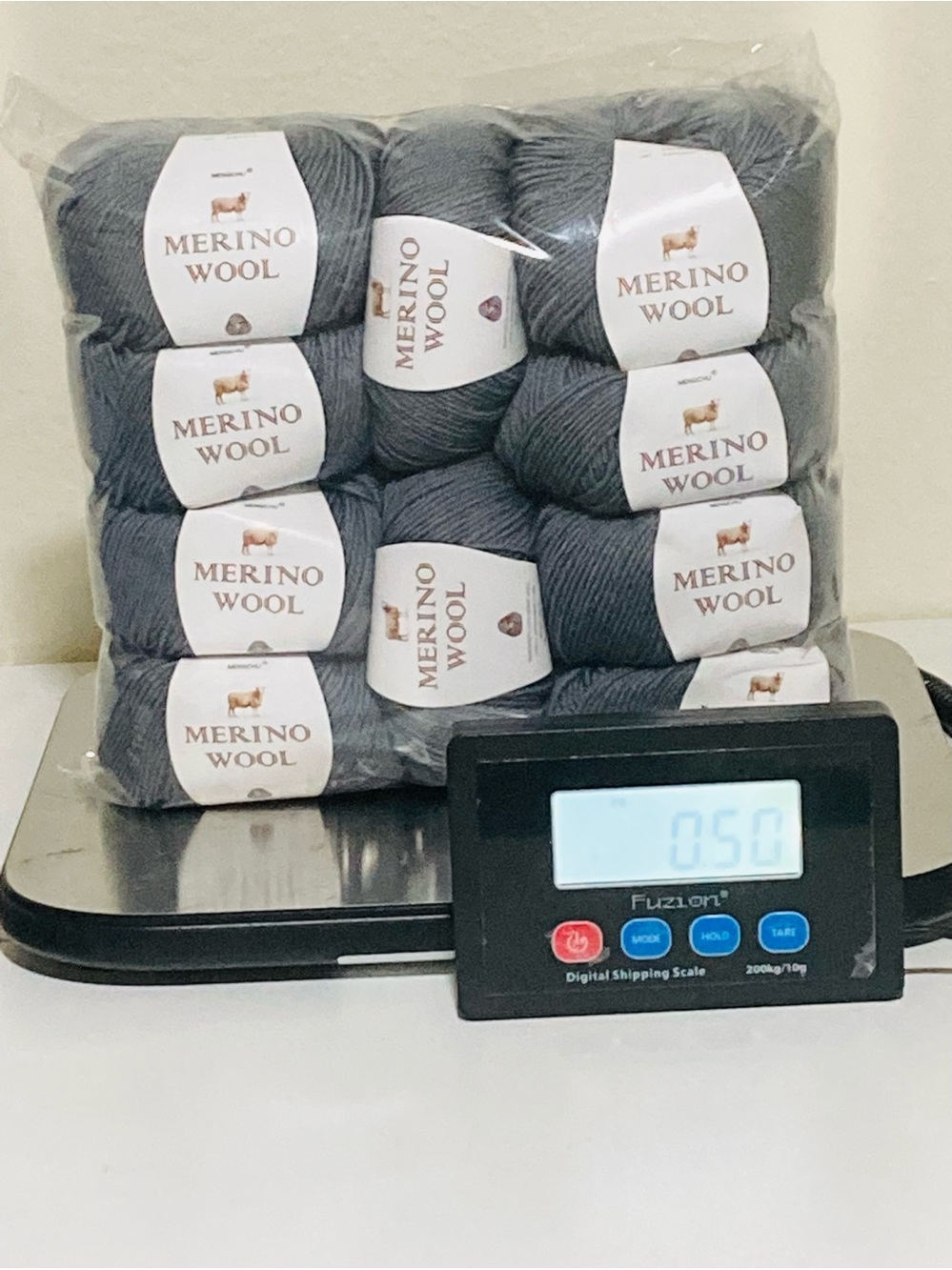 10 NWT (48g+ each: 480g+ total) 100% Merino Wool Yarn by Mengchu in Stormy Gray